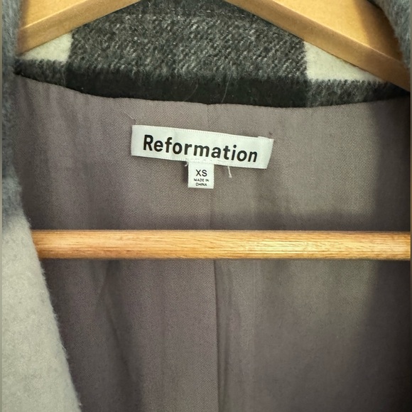 Reformation York Coat in Light Grey Plaid - Picture 4 of 5